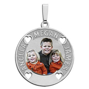 Round Pendant w  Three Names Etched