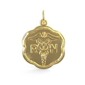Rn Caduceus Scalloped Disc Charm