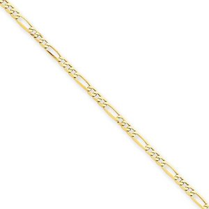 14k Polished Figaro Link Anklet