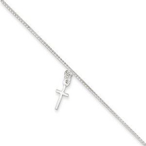 Sterling Silver Cross Anklet