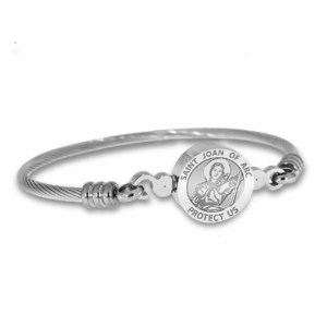 Stainless Steel Saint Joan of Arc Bangle Bracelet