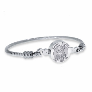 Stainless Steel Saint Blaise Bangle Bracelet