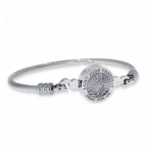 Stainless Steel Saint Jude Thaddeus Bangle Bracelet