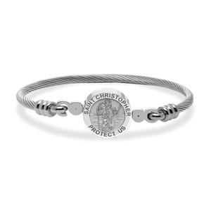 Stainless Steel Saint Christopher Bangle Bracelet