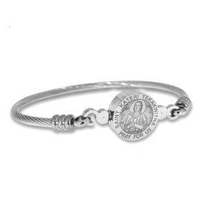 Stainless Steel Saint Kateri Tekakwitha Bangle Bracelet