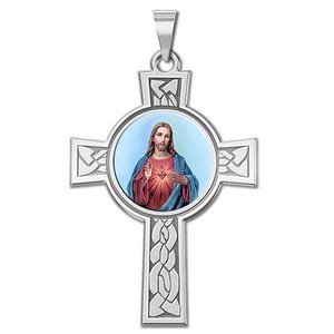 Sacred Heart of Jesus Cross Religious Medal  Color EXCLUSIVE 