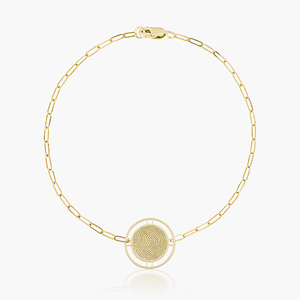 Round Fingerprint Pendant with Open Border Paperclip Bracelet