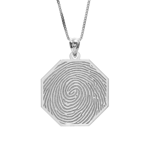 Custom Fingerprint Octagon Charm or Pendant