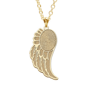 Custom Fingerprint Angel Wing Pendant