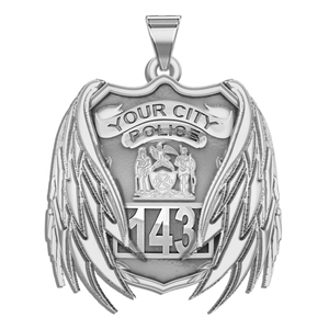 Personalized Angel Wing Police Badge w  Department and Number