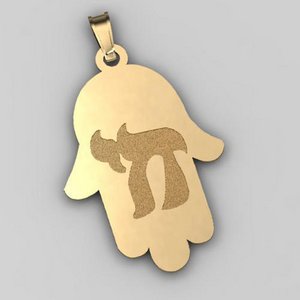 Hamsa Pendant w  Chai Symbol