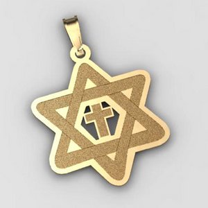  Star of David  w  Cross Cut Out Pendant