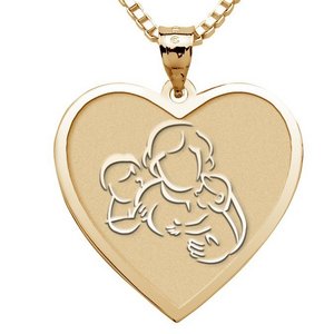 Mother with Son and Daughter   Heart Pendant