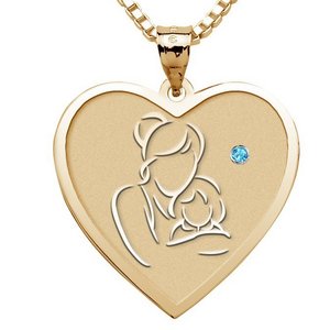 Mother and Daughter   Heart Pendant with Birthstone
