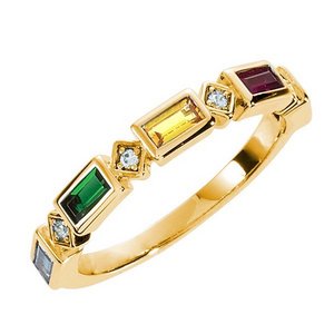 Mother s Ring with Five Birthstones and Diamonds