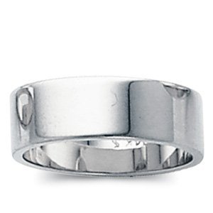 14k White Gold 6mm Flat Wedding Band
