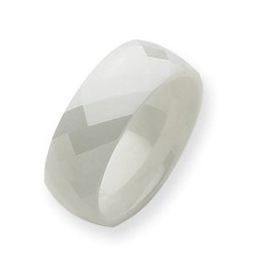 Ceramic White Faceted 8mm Polished Wedding Band