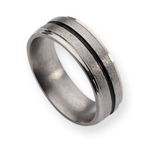 Titanium Black Accent 6mm Satin and Polished Wedding Band