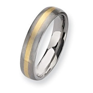 Titanium and 14k Inlay Brushed 5mm Wedding Band