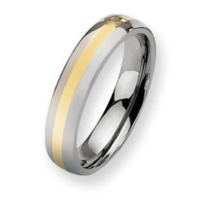 Titanium 14k Gold Inlay 5mm Polished Wedding Band