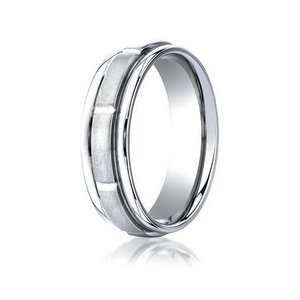 Cobalt Chrome Ridged Edge Comfort Fit 7mm Wedding Band