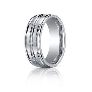 Cobalt Chrome Comfort Fit Ridged Edge 8mm Wedding Band