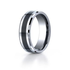 Cobalt Chrome   Black Ceramic Comfort Fit 7mm Wedding Band