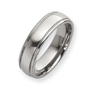 Tungsten Grooved 7mm Polished Wedding Band
