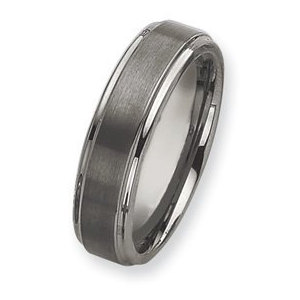 Tungsten Ridged Edge 7mm Brushed and Polished Wedding Band