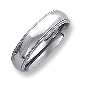 Sterling Silver 6mm Milgrain Comfort Fit  Wedding Band