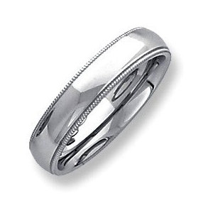 Sterling Silver 5mm Milgrain Comfort Fit  Wedding Band