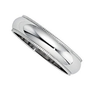 Sterling Silver 5mm Milgrain Wedding Band