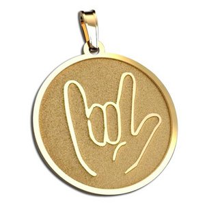  I Love You  Hand Symbol Round Charm or Pendant