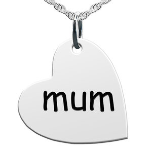 Mum Sideways Heart Shaped Charm