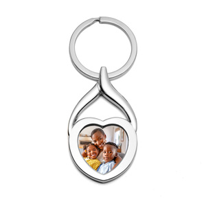 Stainless Steel Engravable Heart Photo Laser Keychain
