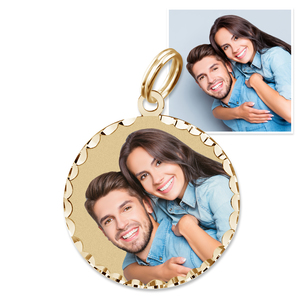 Petite Round with Diamond Cut Edge Photo Charm For Bracelet