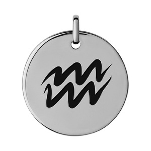 Aquarius Black Enameled Round Disc Charm