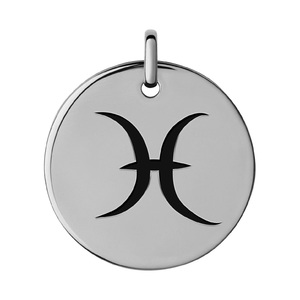 Pisces Black Enameled Round Disc Charm