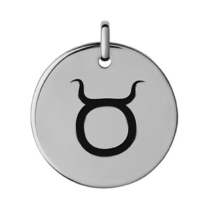 Taurus Black Enameled Round Disc Charm