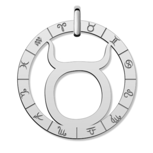 Cutout Round Taurus Symbol Charm or Pendant