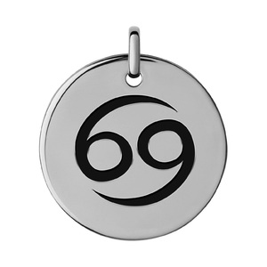 Cancer Black Enameled Round Disc Charm