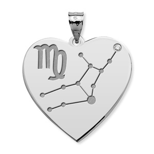 Virgo Symbol Heart Charm or Pendant