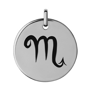 Scorpio Black Enameled Round Disc Charm