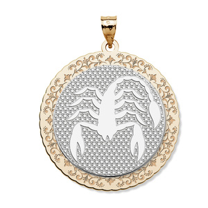 Scorpio Symbol Two Tone Round Pendant
