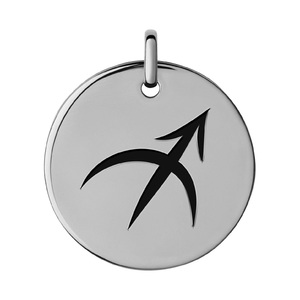 Sagittaurius Black Enameled Round Disc Charm