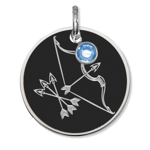 Sagittarius Symbol Round Charm or Pendant w  Birthstone