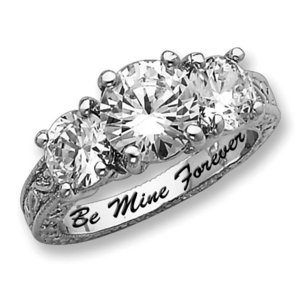 Sterling Silver Three Stone Round Cubic Zirconia Promise Ring