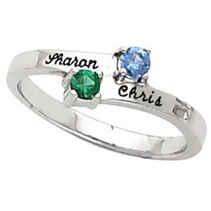 Sterling Silver Birthstone Personalized Promise Ring
