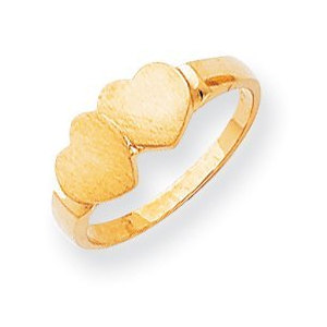 Solid Gold Double Heart Engravable Ring