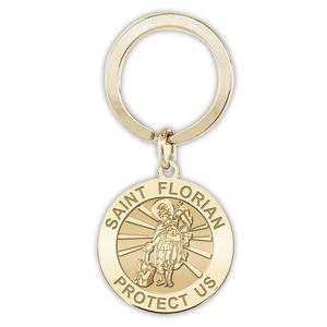 Saint Florian Religious Engravable Keychain